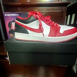 Jordan Red and White Low-Top Sneakers